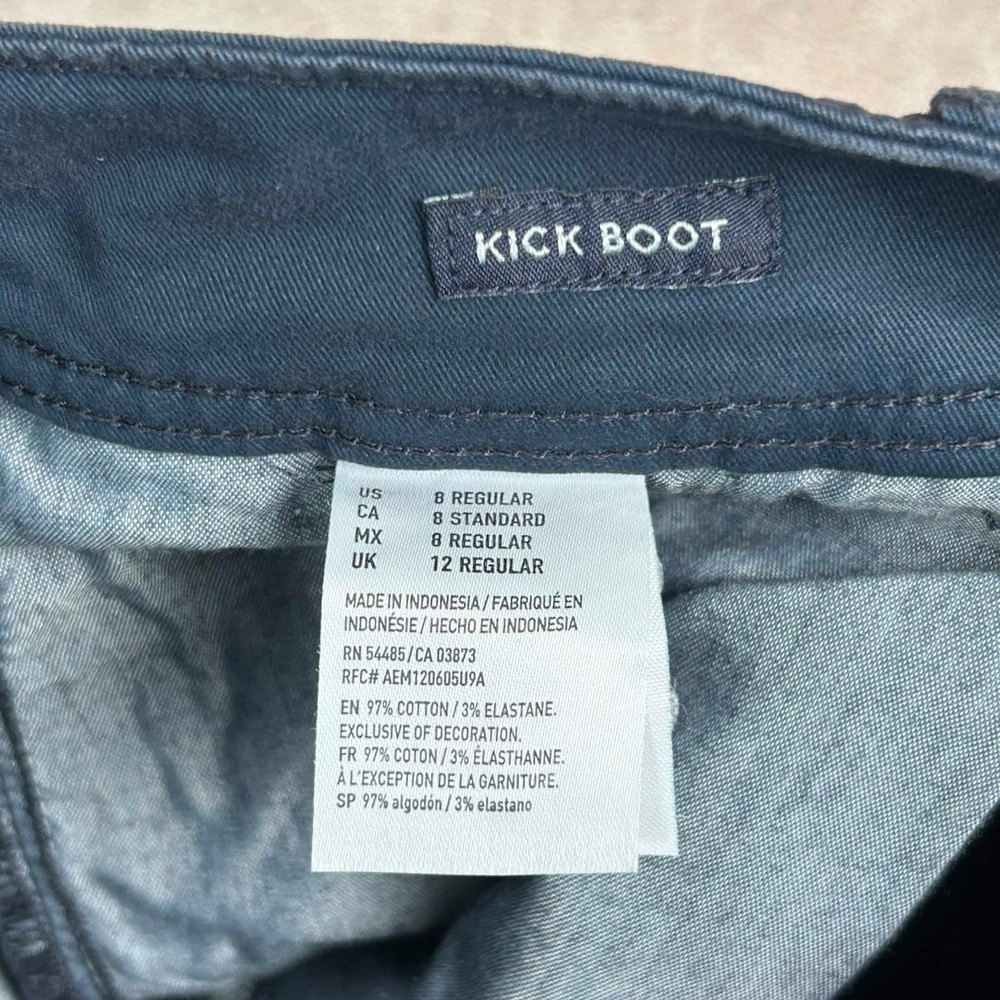 American Eagle Kick Boot Navy Blue Stretch Pants Womens 8 Regular Mid Rise Flare - Picture 8 of 9